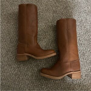 Frye Tan Leather Heeled Boots